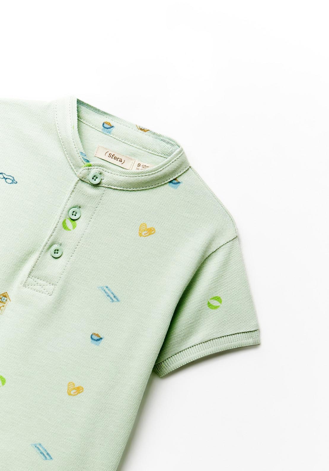 Sfera Printed polo shirt - Green 2 Shaws Department Stores