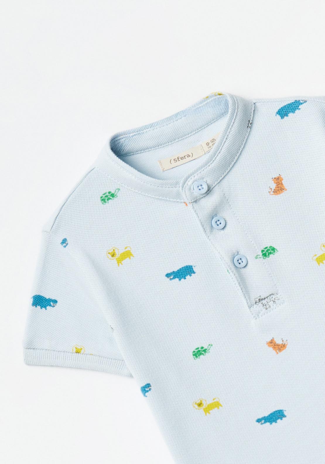 Sfera Printed polo shirt - Blue 1 Shaws Department Stores