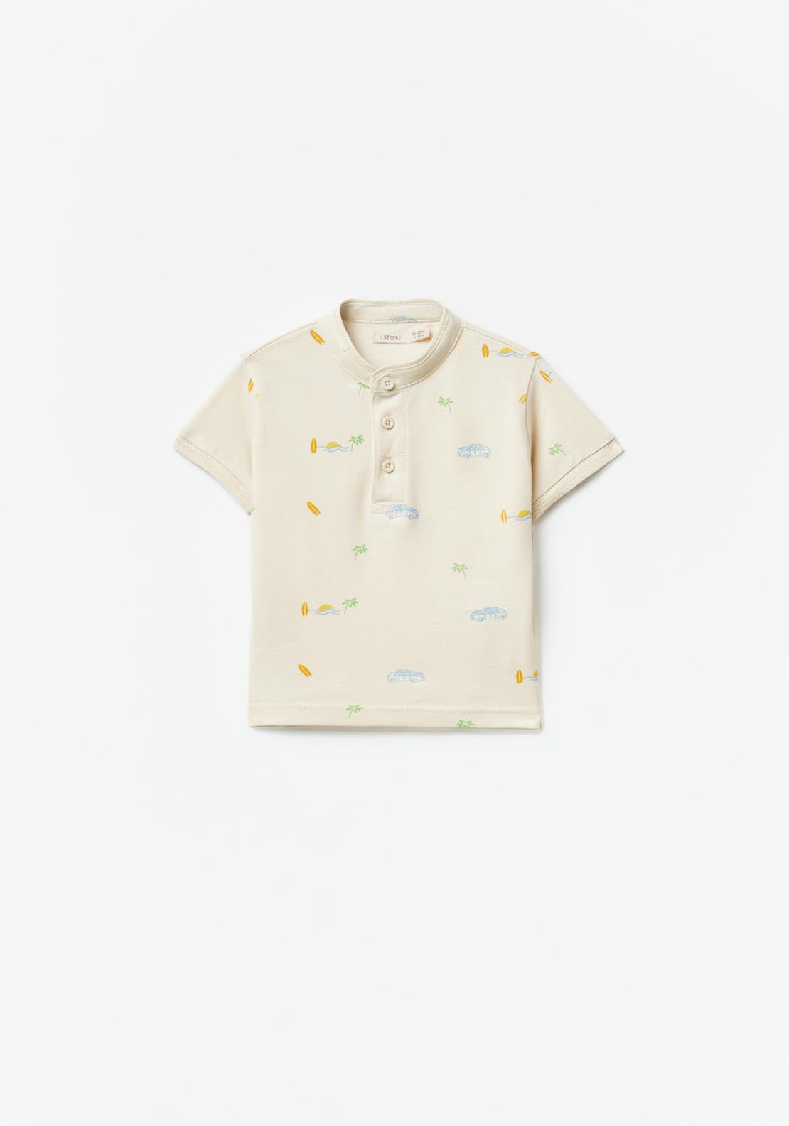Sfera Printed polo shirt - Beige 3 Shaws Department Stores