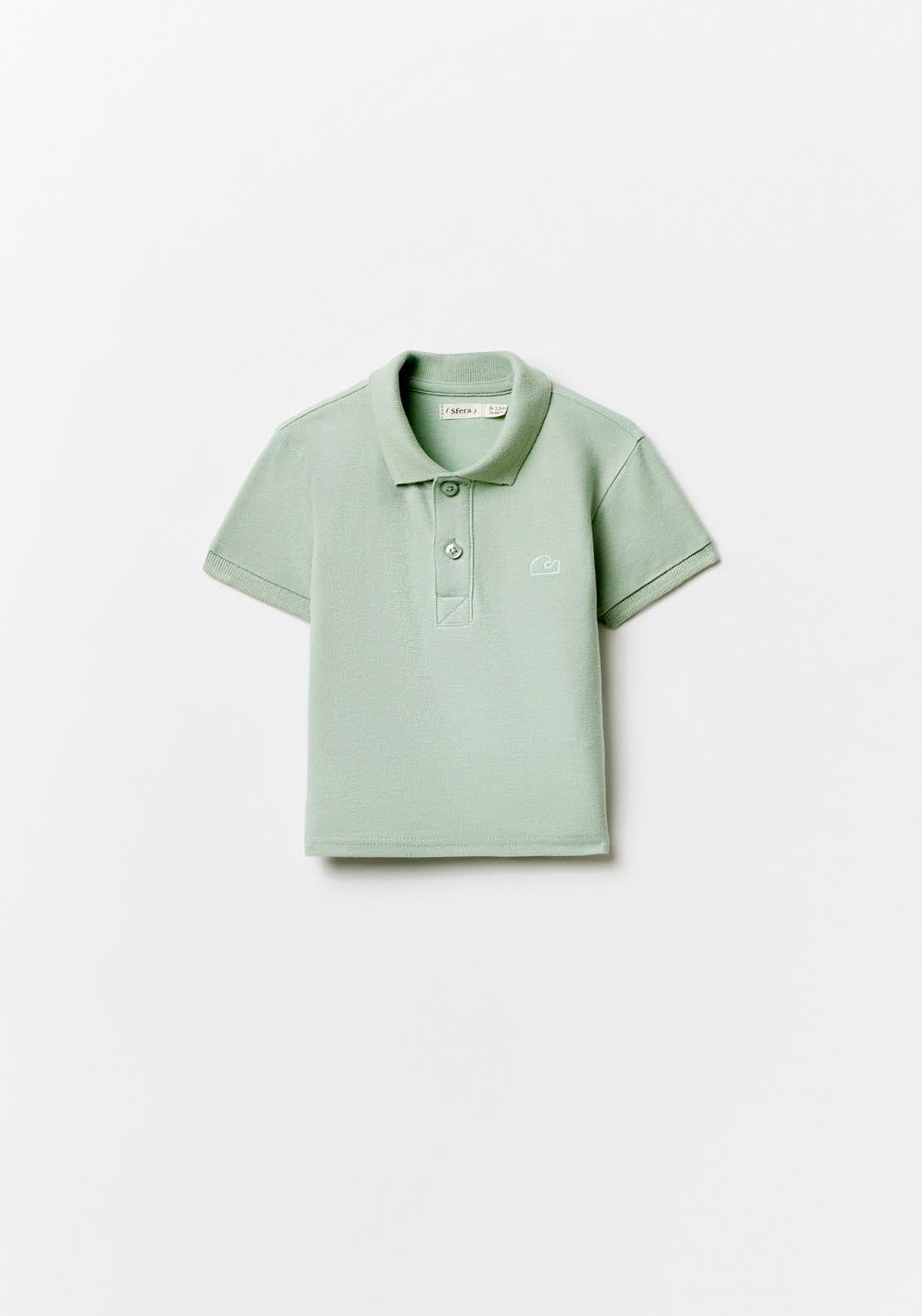 Sfera Plain Short-Sleeved Polo Shirt - Green 1 Shaws Department Stores