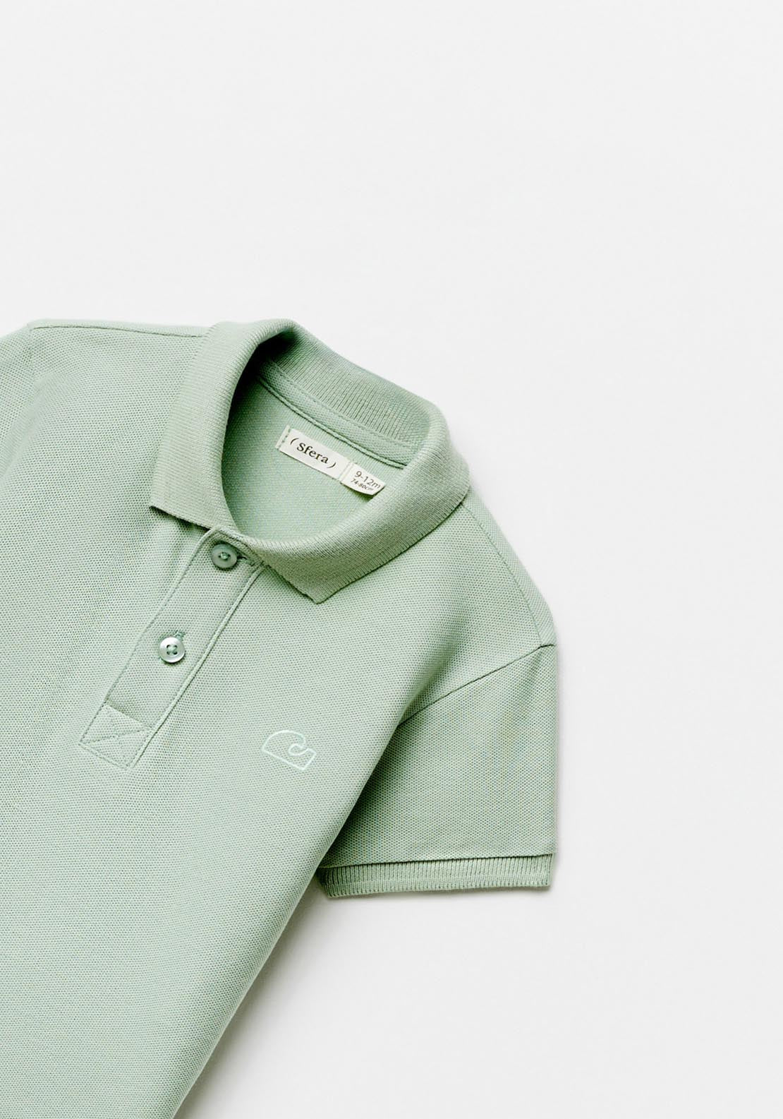 Sfera Plain Short-Sleeved Polo Shirt - Green 3 Shaws Department Stores