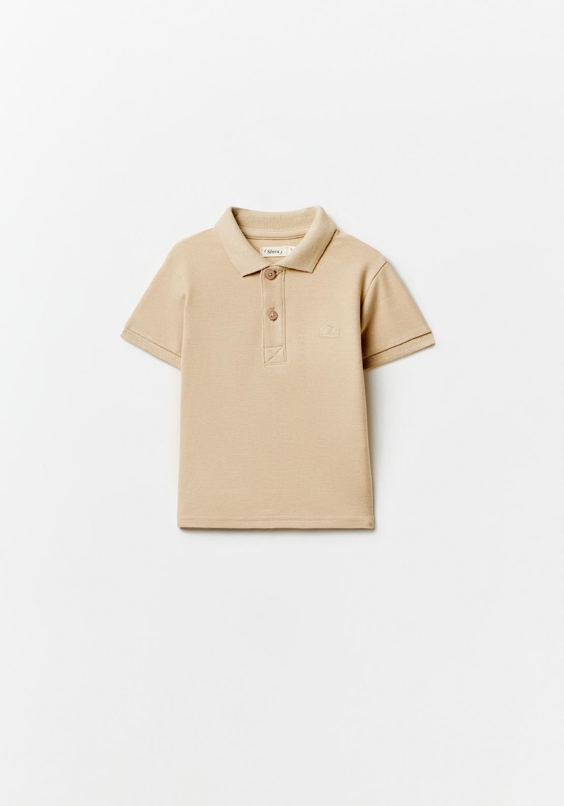 Sfera Plain Short-Sleeved Polo Shirt - Beige 1 Shaws Department Stores
