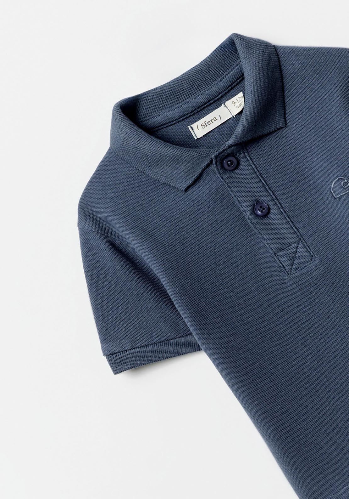 Sfera Plain Short-Sleeved Polo Shirt - Navy / Blue 2 Shaws Department Stores