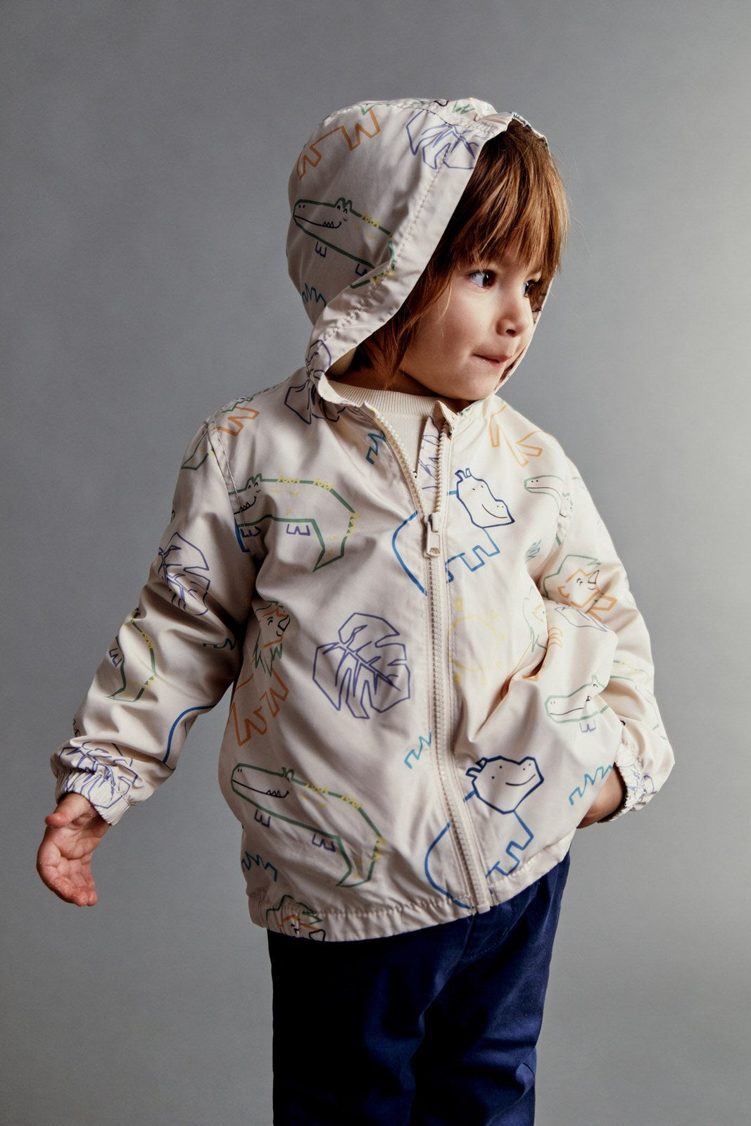 Sfera Printed anorak with hood - White 1 Shaws Department Stores