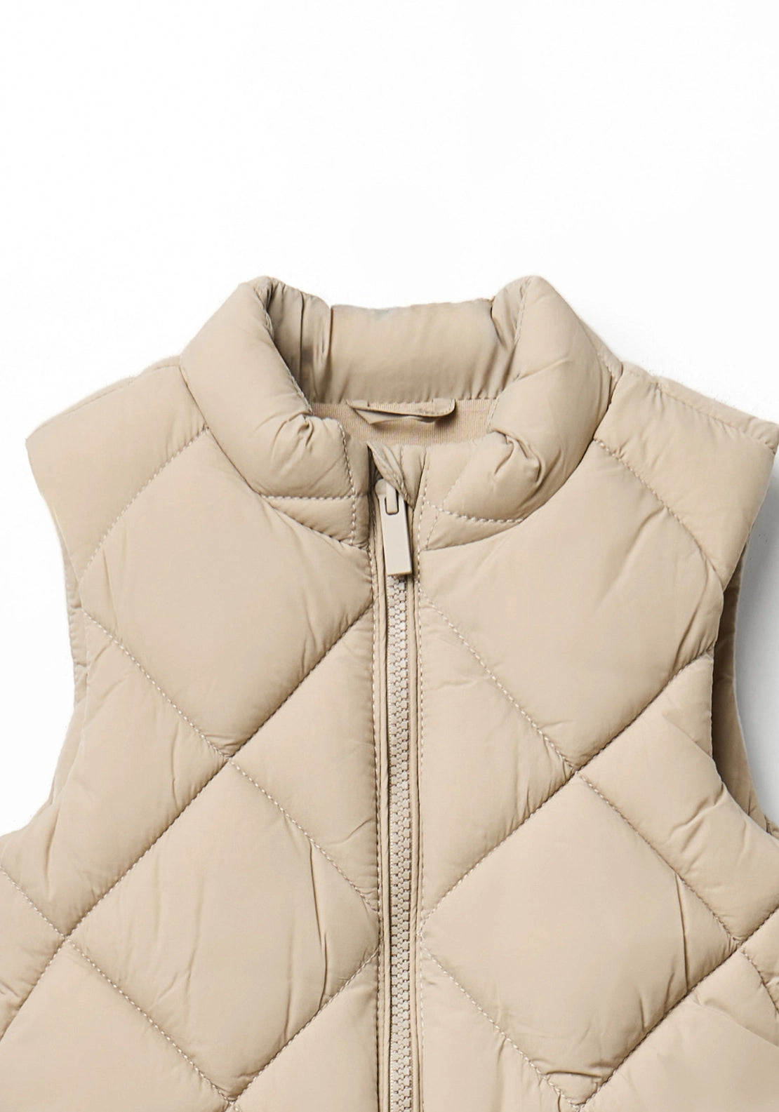 Diamond Quilted Puffer Gilet - Toasty Beige