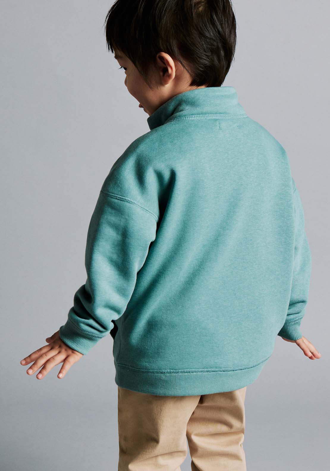 Sfera Long Sleeve Half Zip Bear Sweatshirt - Green 3 Shaws Department Stores