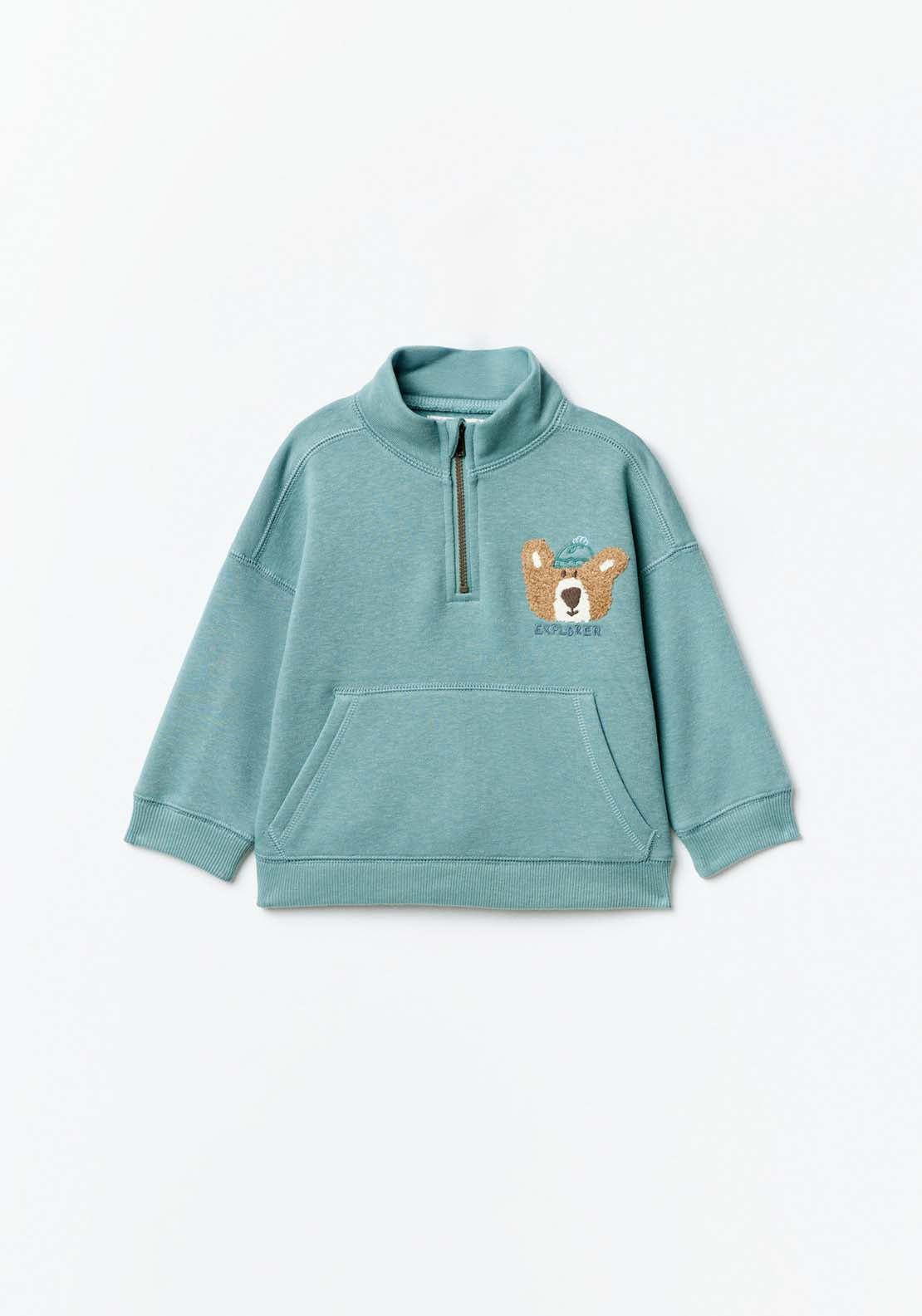 Sfera Long Sleeve Half Zip Bear Sweatshirt - Green 4 Shaws Department Stores
