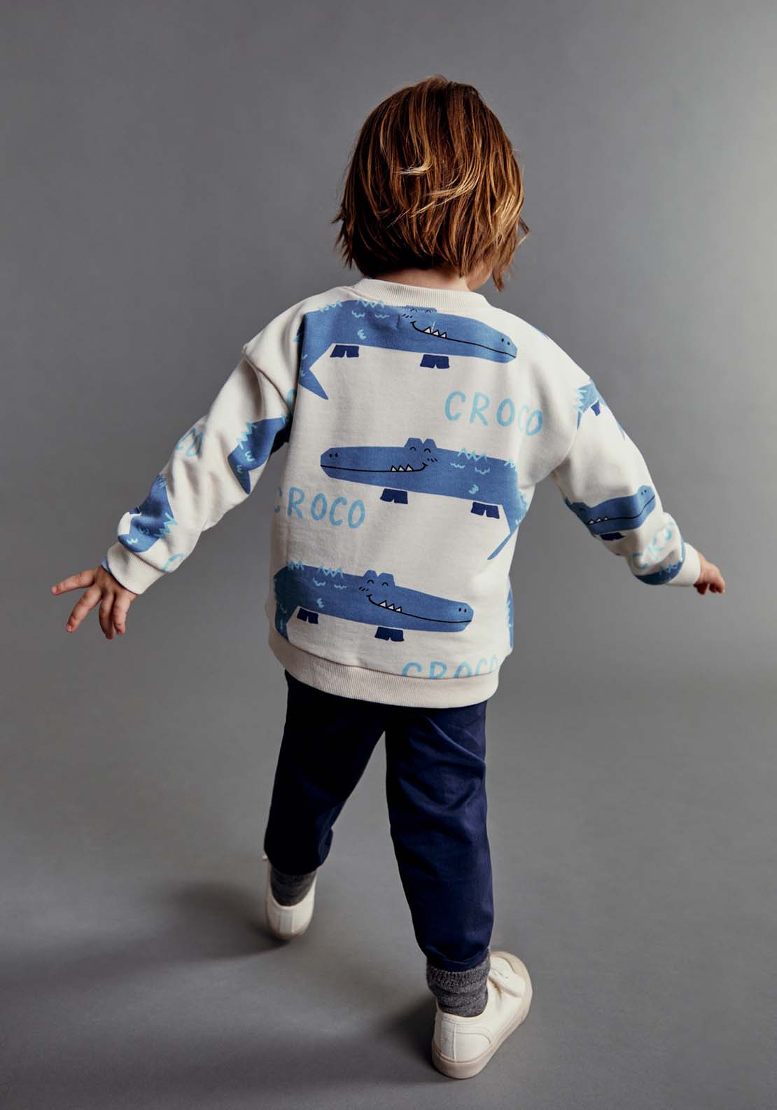 Sfera Printed crocodiles sweatshirt - Ecru 4 Shaws Department Stores