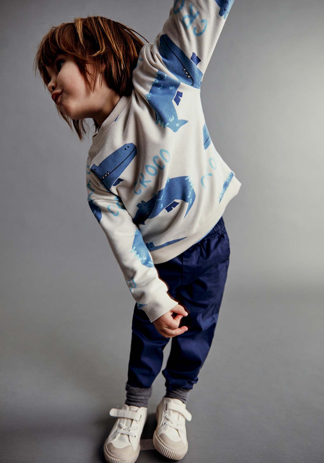 Sfera Printed crocodiles sweatshirt - Ecru 2 Shaws Department Stores