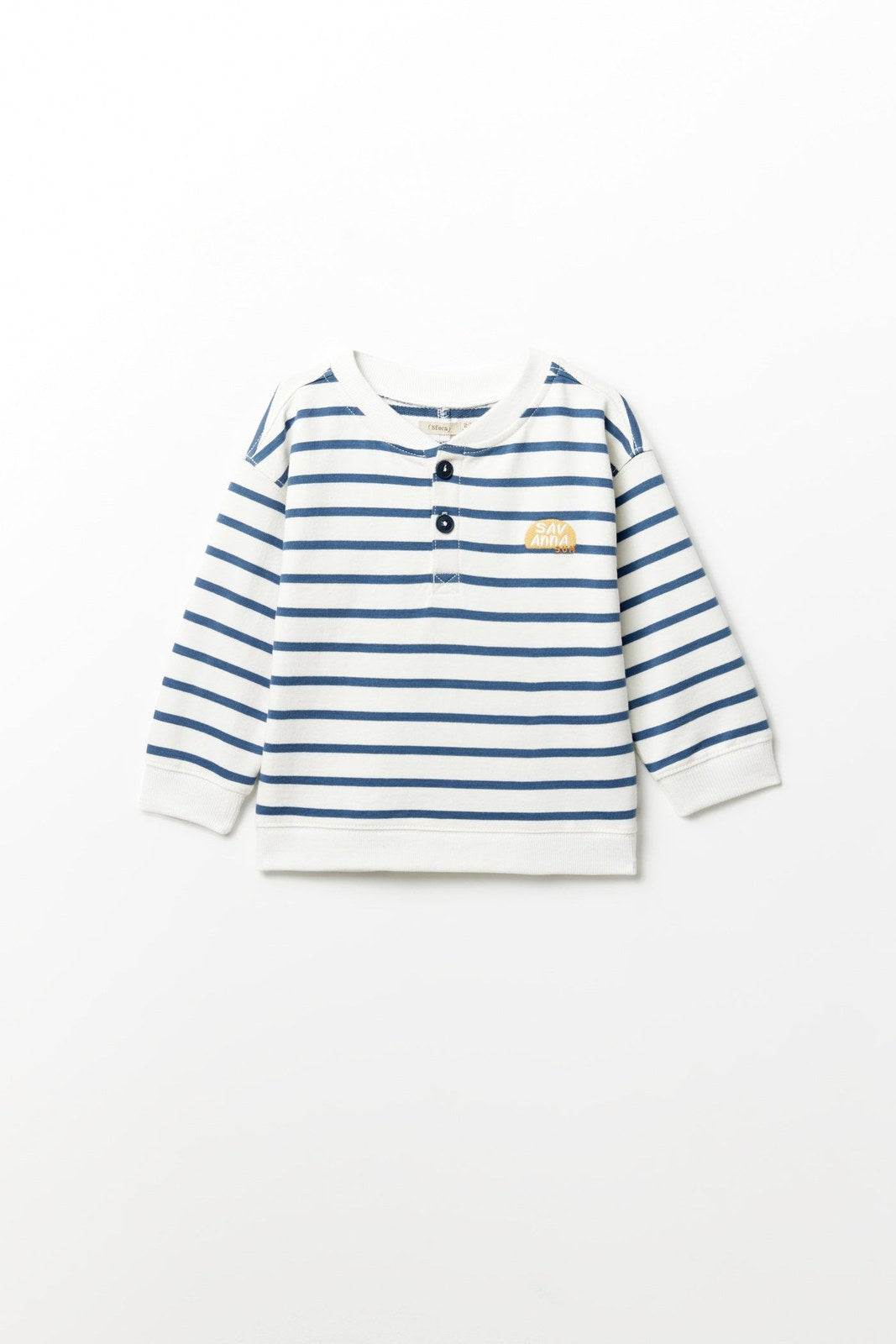 Sfera Stripes Henley collar sweatshirt - Ecru 4 Shaws Department Stores
