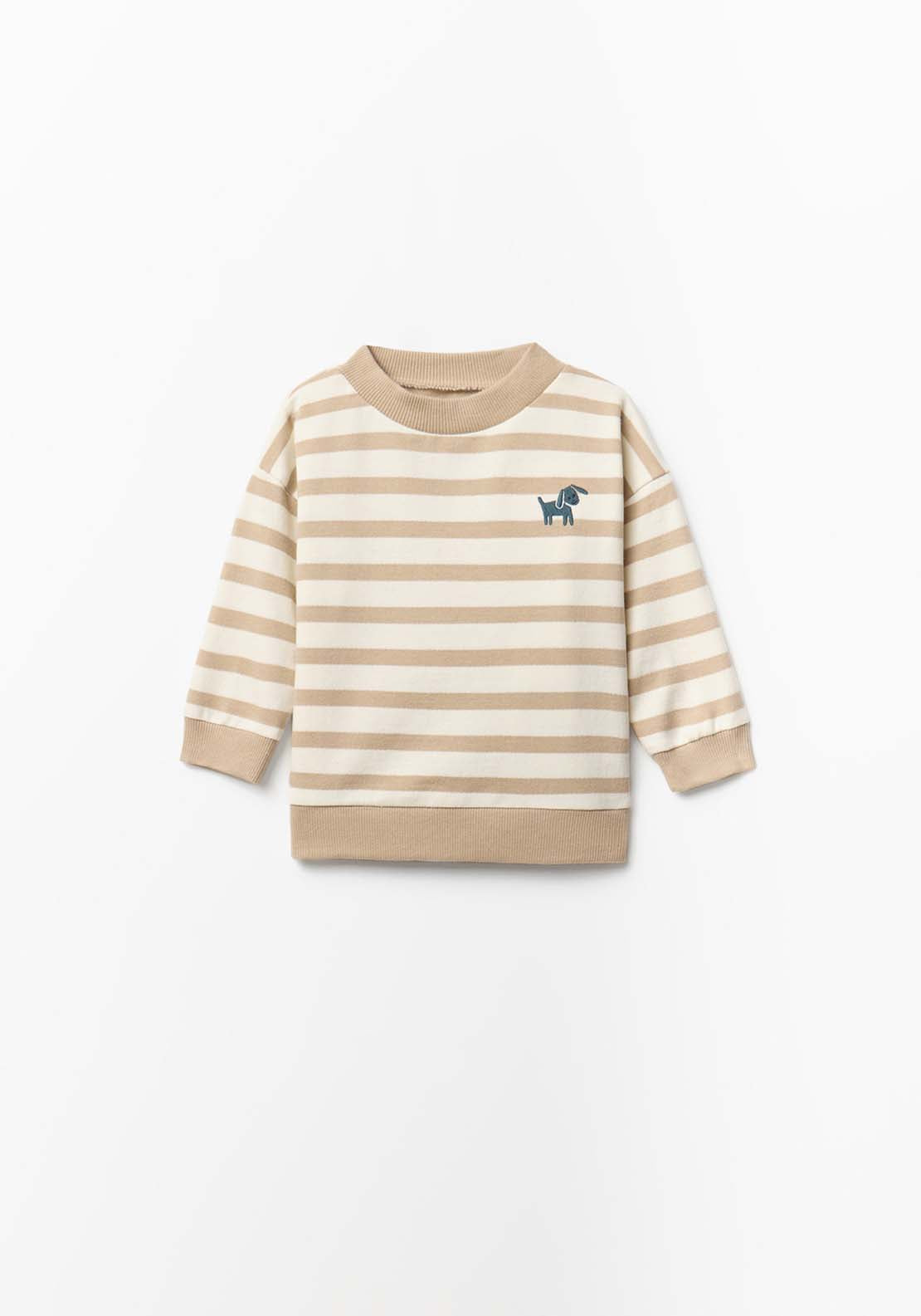Striped Sweatshirt - Toasty Beige