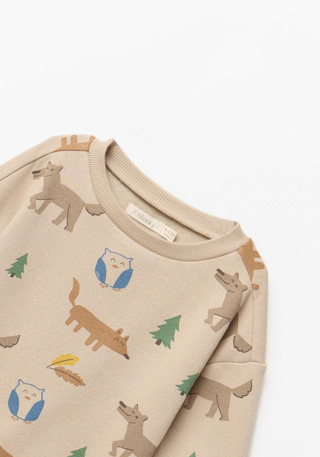 Animal Printed Sweatshirt - Toasty Beige