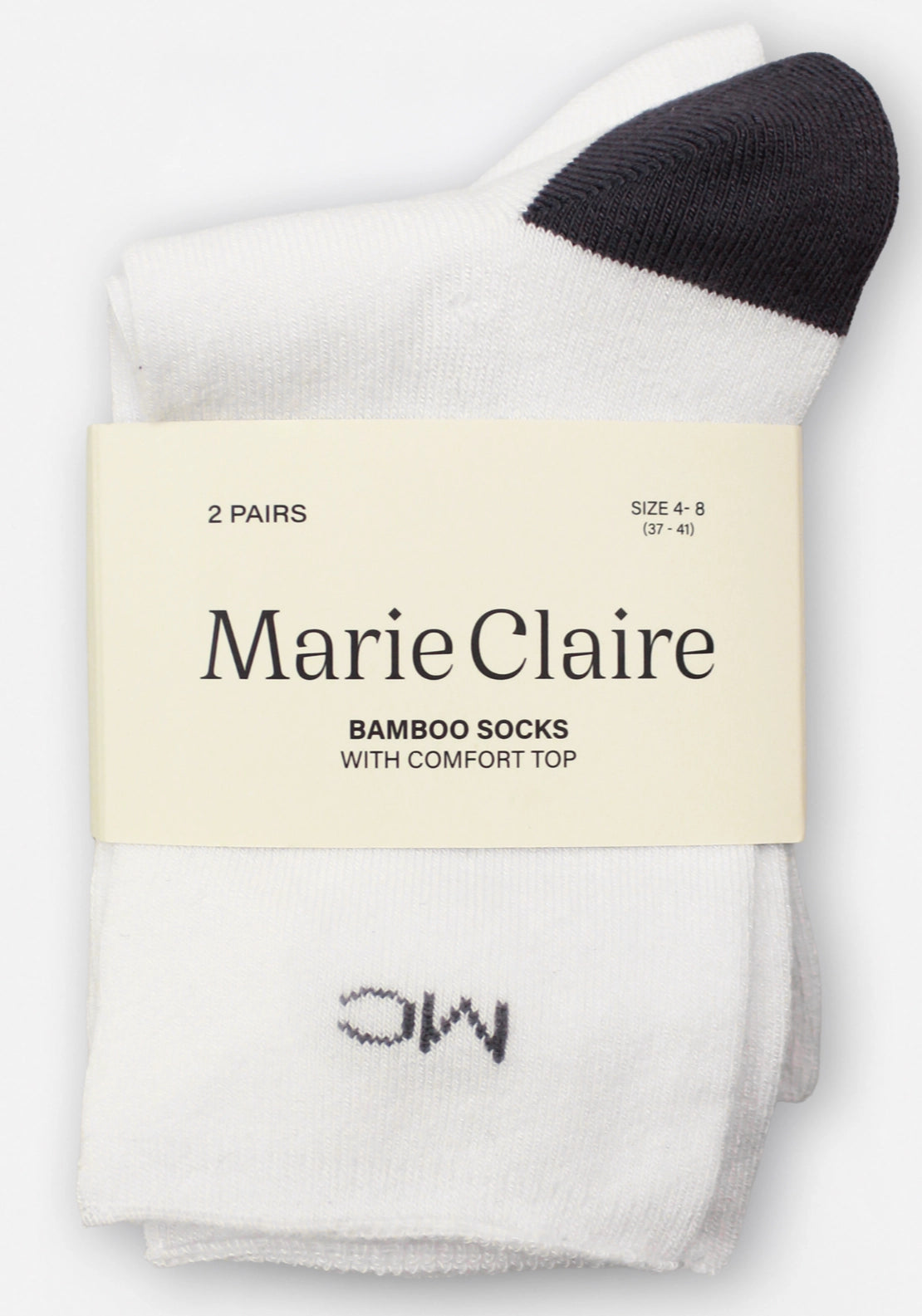 Marie Claire Bamboo Socks 2 Pair Pack - White 1 Shaws Department Stores