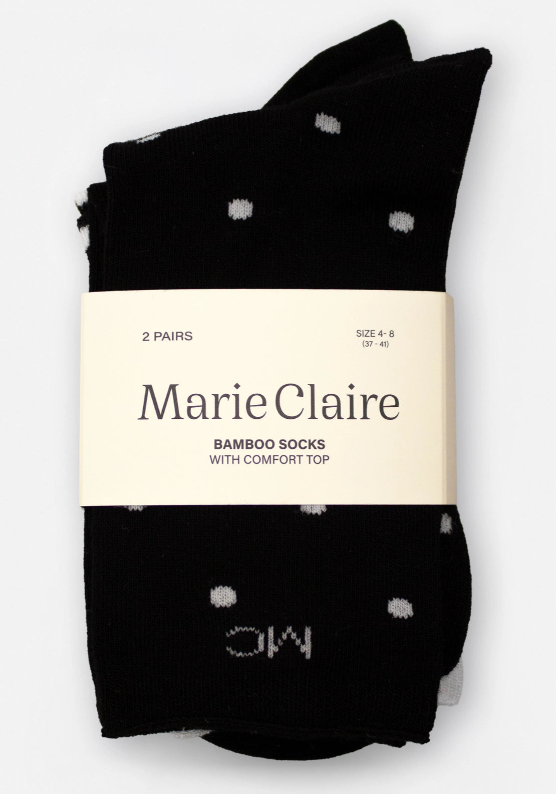 Marie Claire Bamboo Socks 2 Pair Pack - Black White Mix 1 Shaws Department Stores