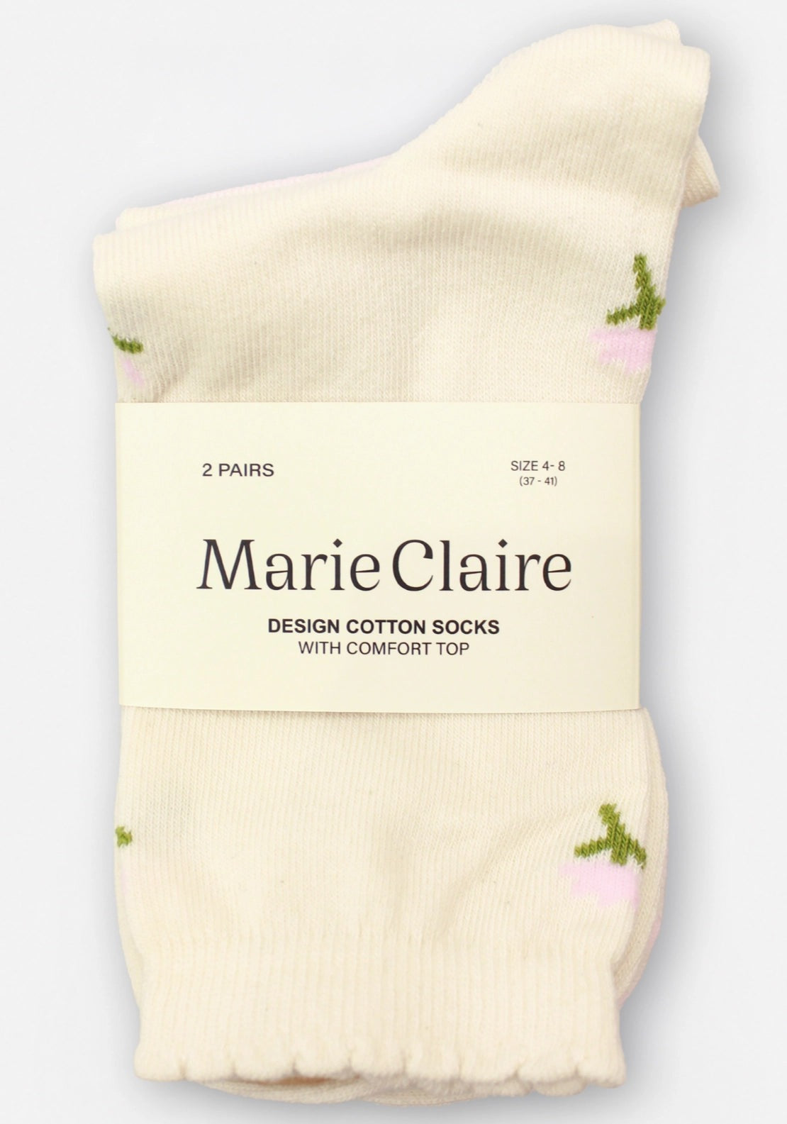 Marie Claire Design Cotton Socks 2 Pair Pack - Pink White Mix 1 Shaws Department Stores