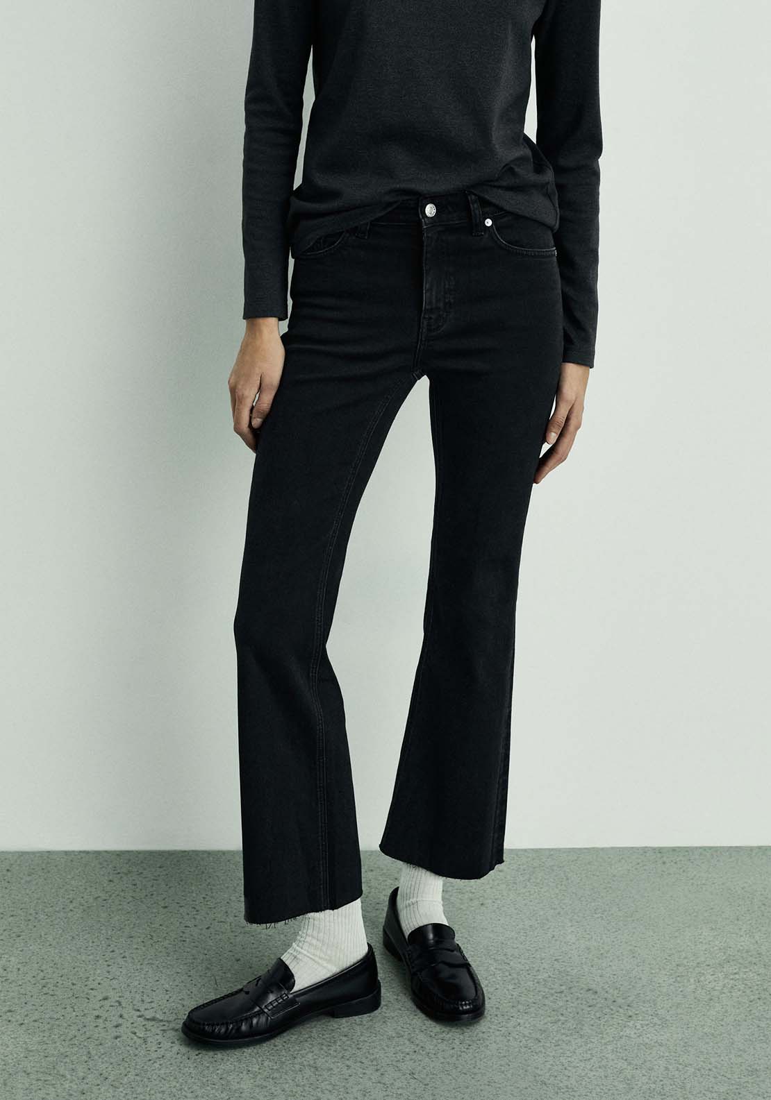 Mango Sienna flared cropped jeans - Open Gray 1 Shaws Department Stores