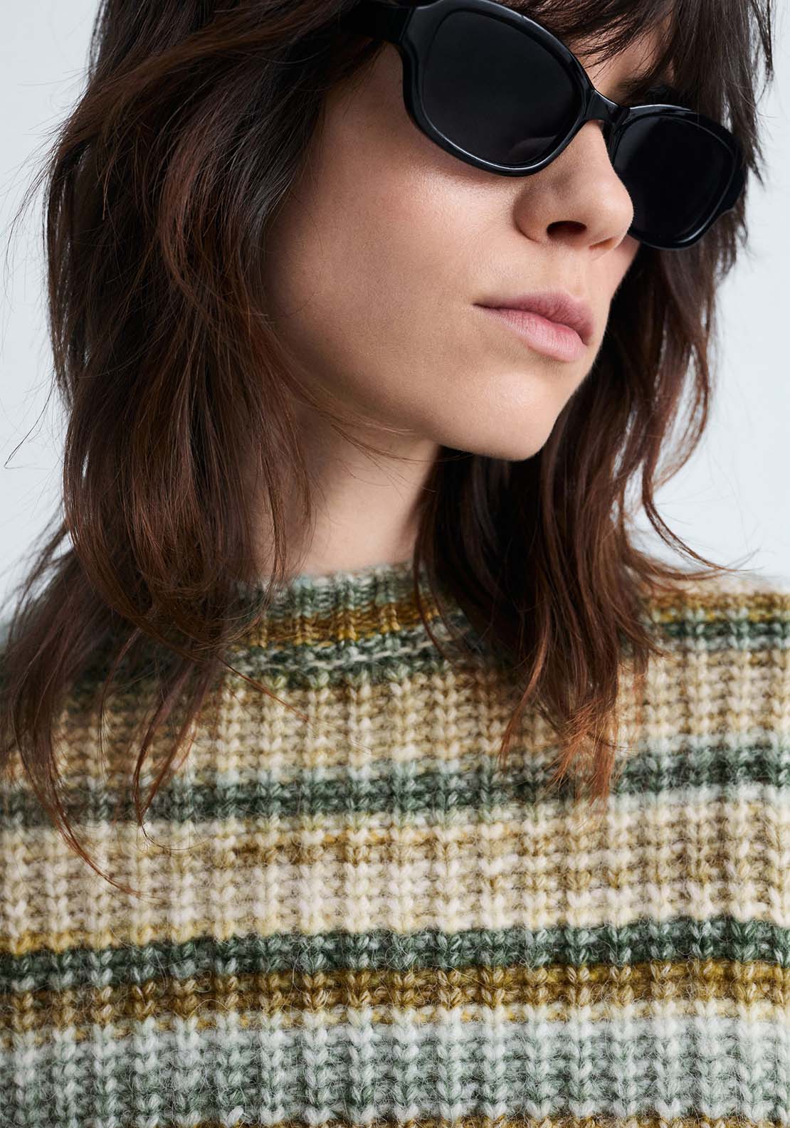 Mango Round-neck striped sweater - Dark Green 3 Shaws Department Stores