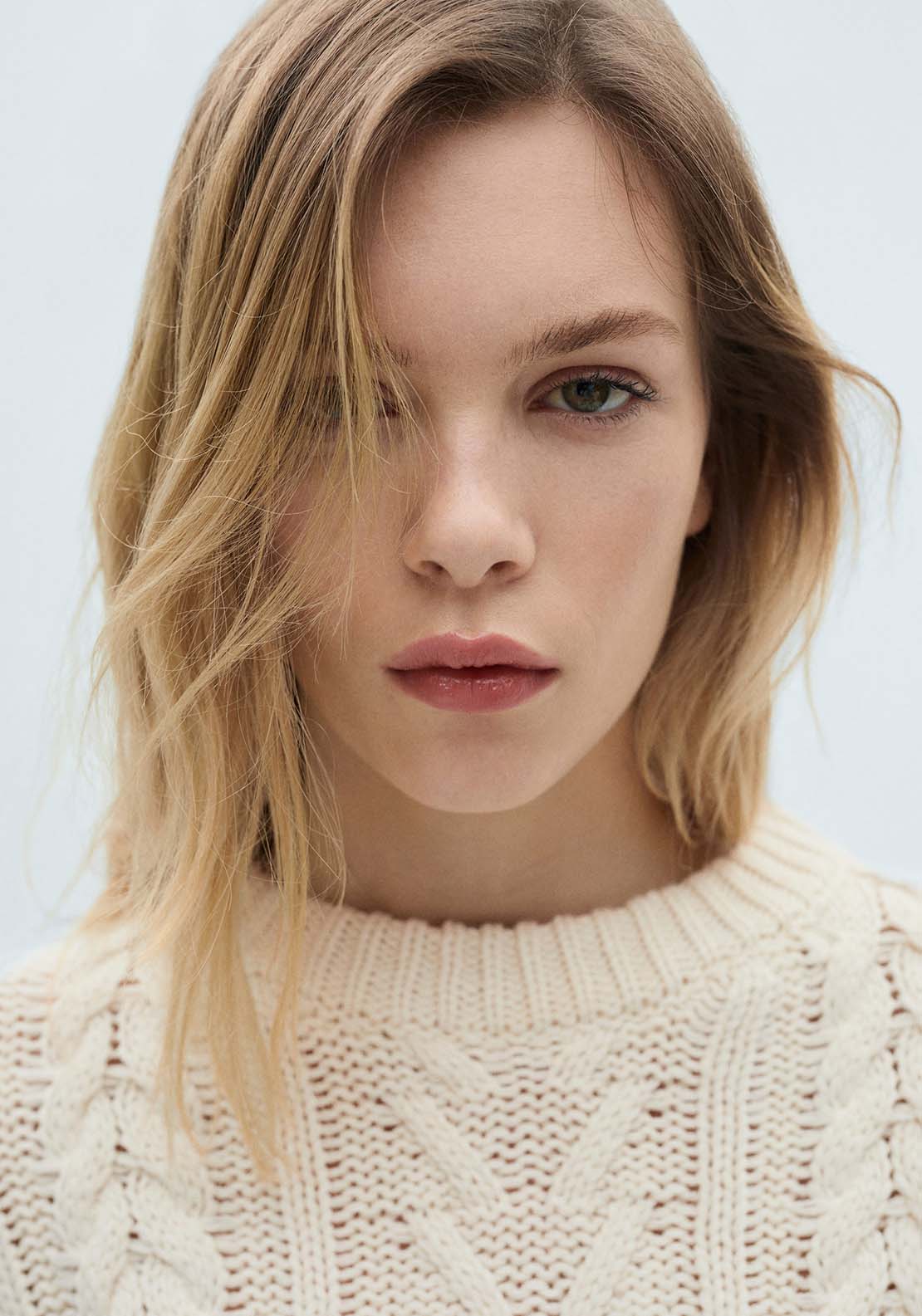 Mango Striped braided sweater - Light Beige 4 Shaws Department Stores