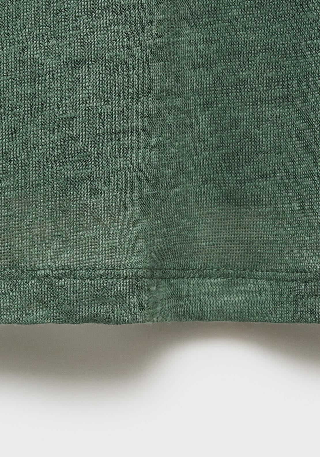 Mango V Neck Linen T-Shirt - Green 10 Shaws Department Stores