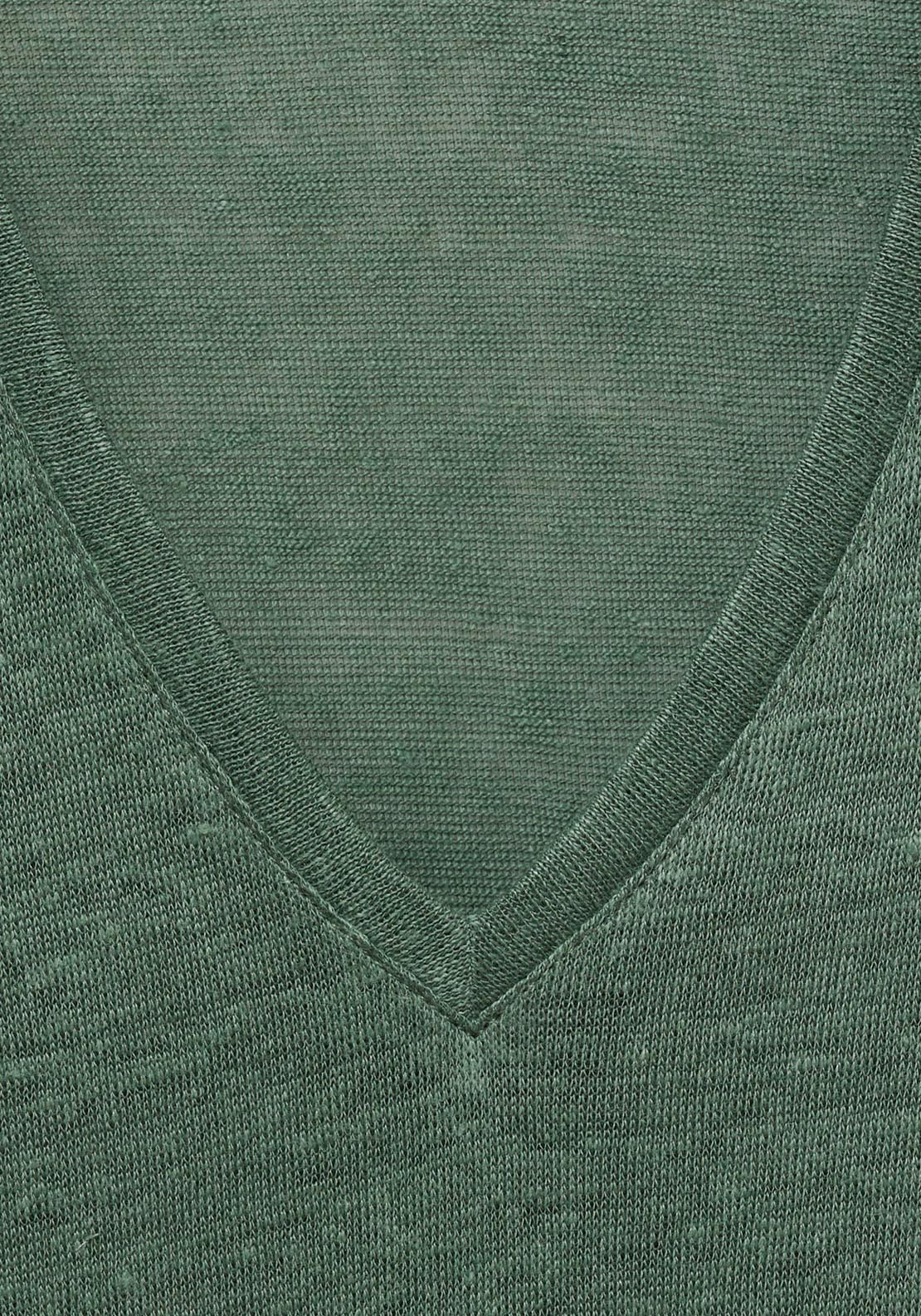 Mango V Neck Linen T-Shirt - Green 7 Shaws Department Stores