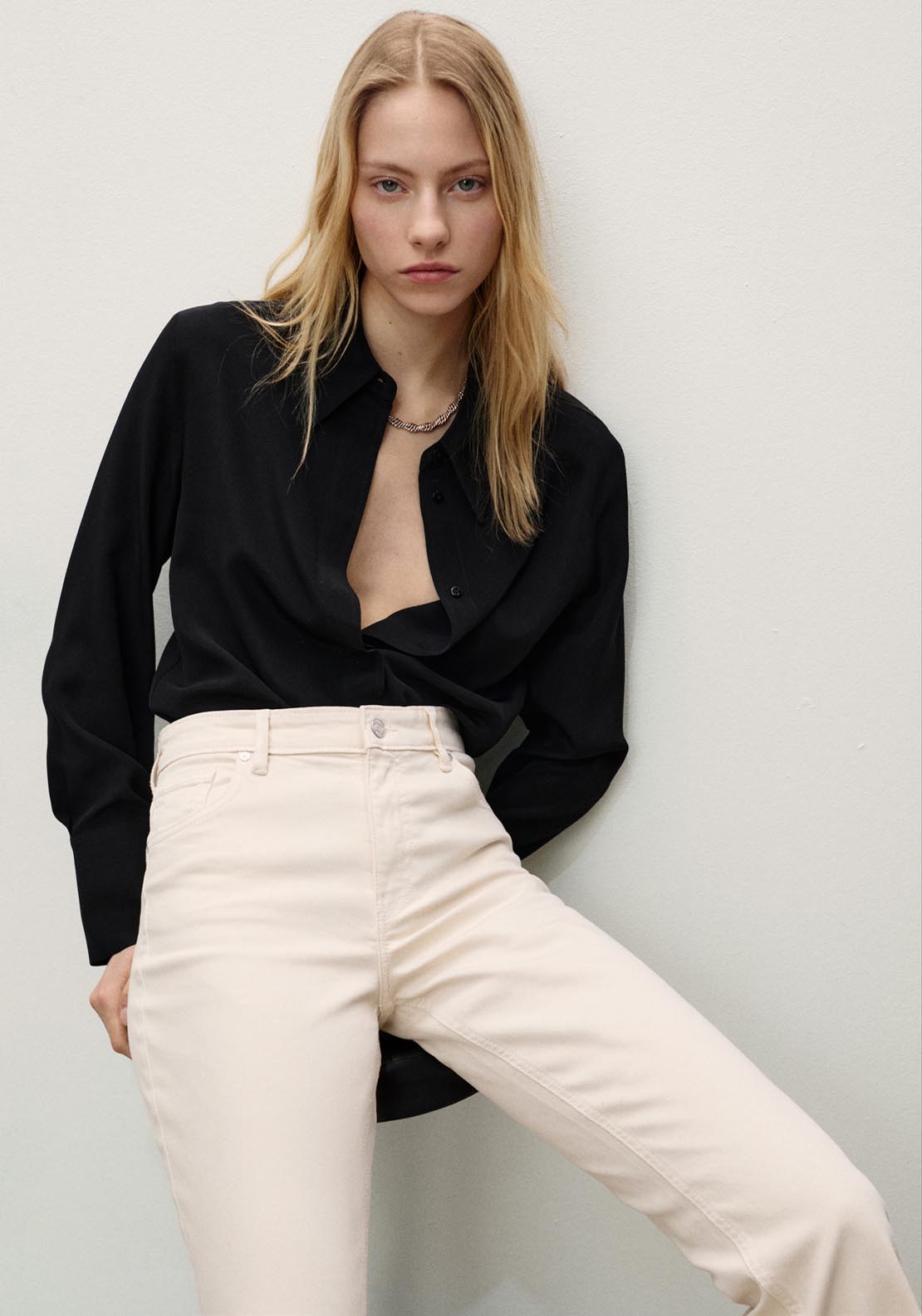 Mango Sienna Flared Cropped Jeans - Light Beige 4 Shaws Department Stores