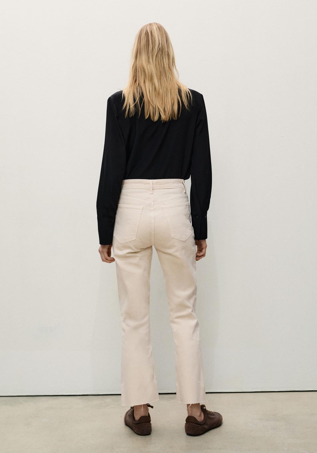 Mango Sienna Flared Cropped Jeans - Light Beige 2 Shaws Department Stores