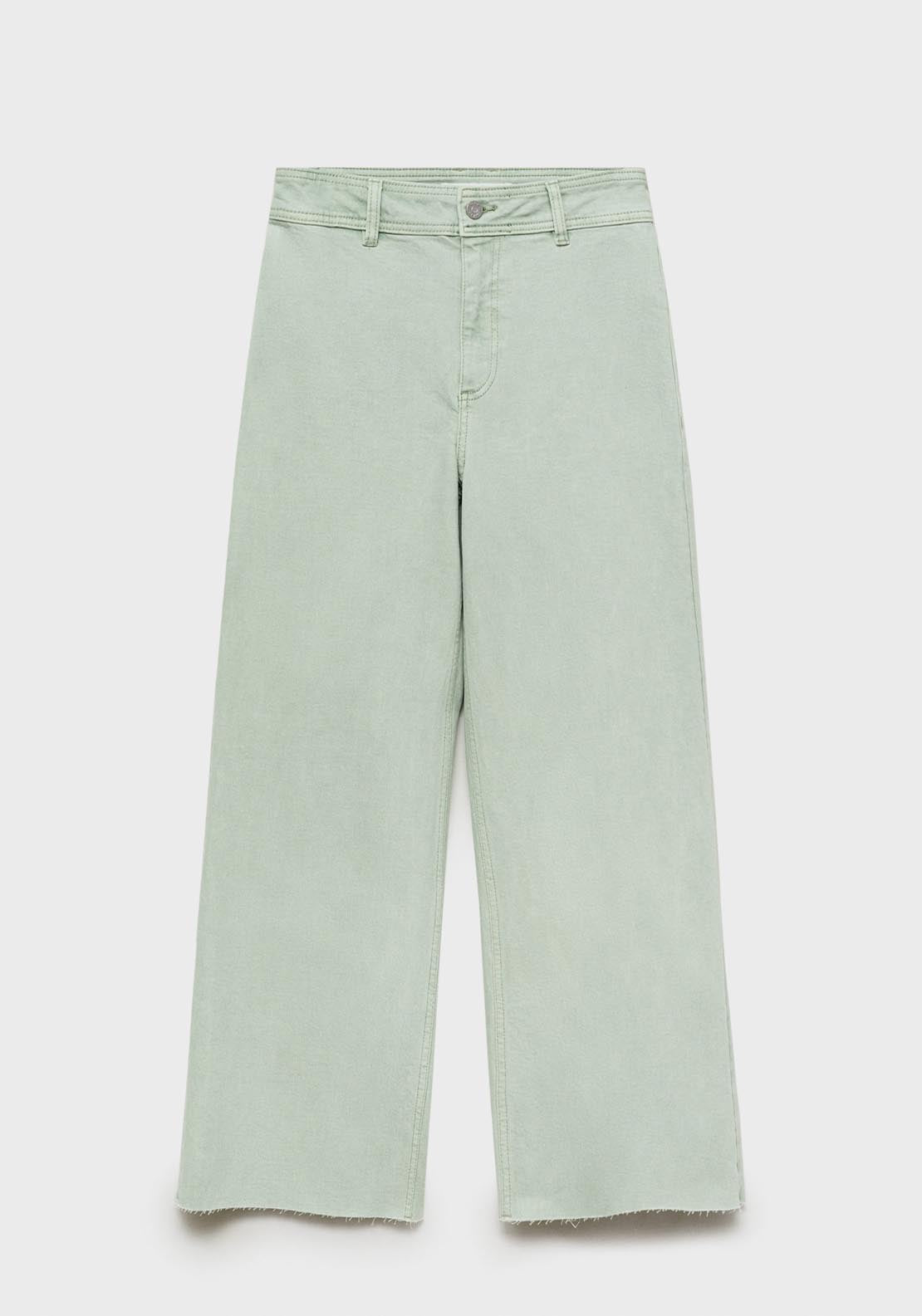 Mango Catherin Culotte High Rise Jeans - Turquoise / Aqua 8 Shaws Department Stores