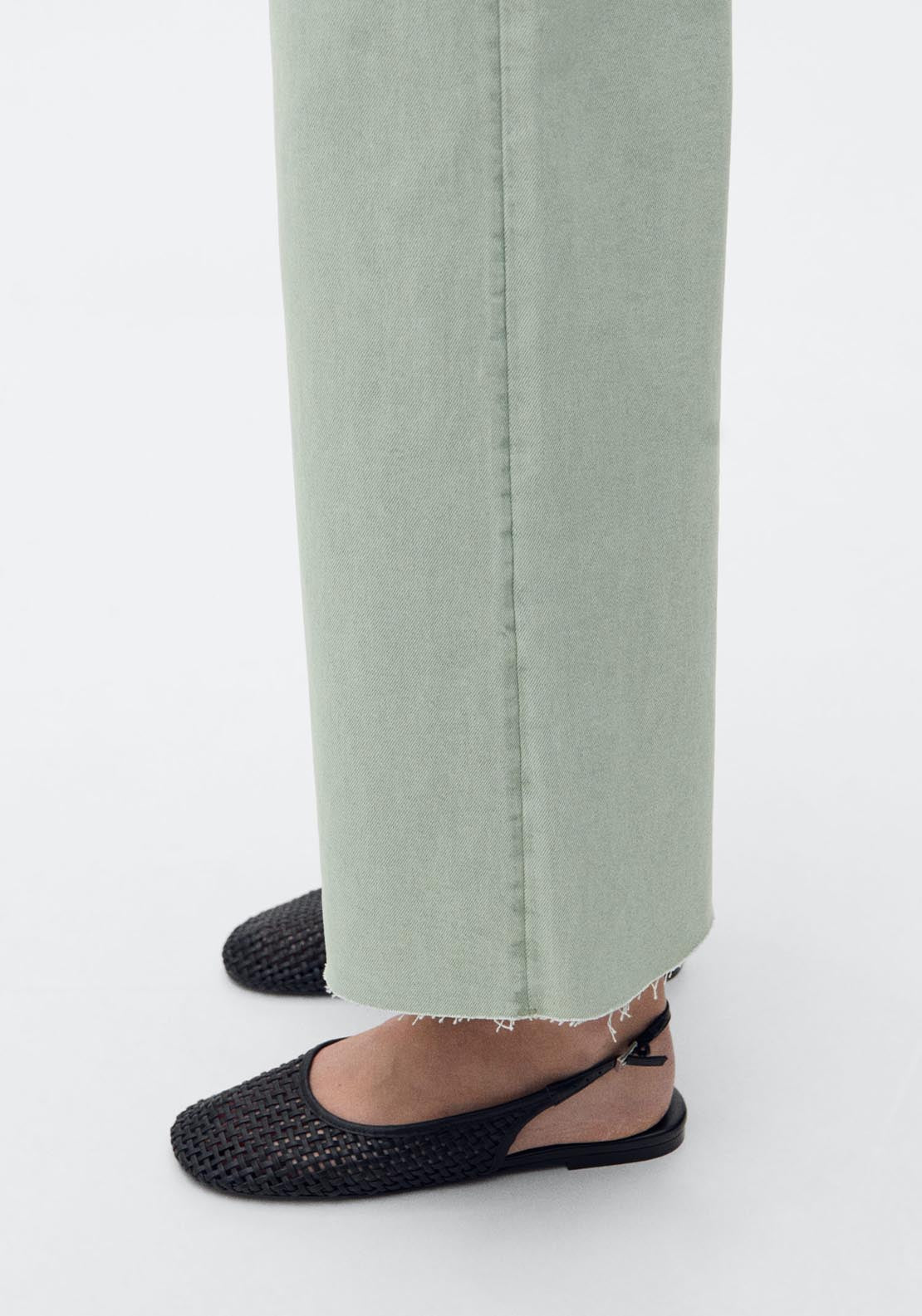 Mango Catherin Culotte High Rise Jeans - Turquoise / Aqua 3 Shaws Department Stores