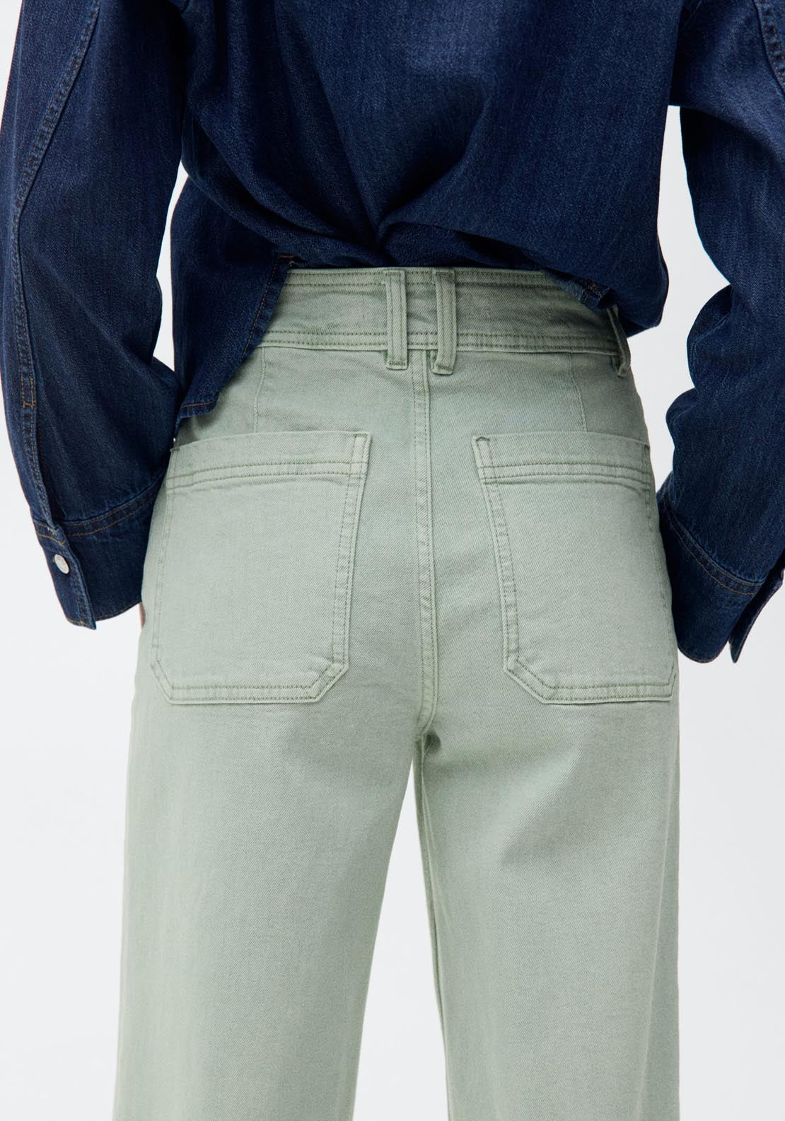 Mango Catherin Culotte High Rise Jeans - Turquoise / Aqua 4 Shaws Department Stores