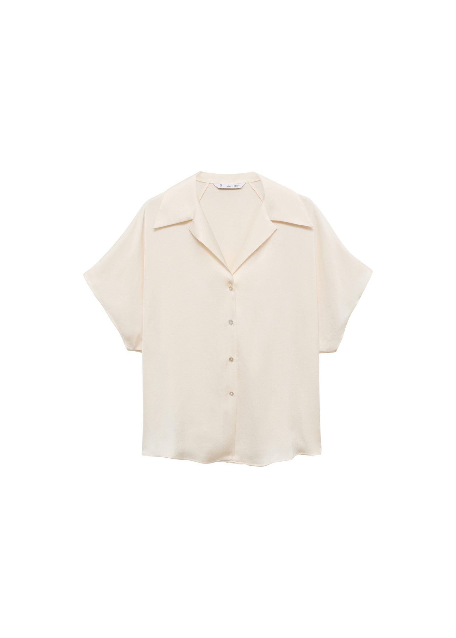 Mango Short-sleeved satin shirt - Beige 10 Shaws Department Stores