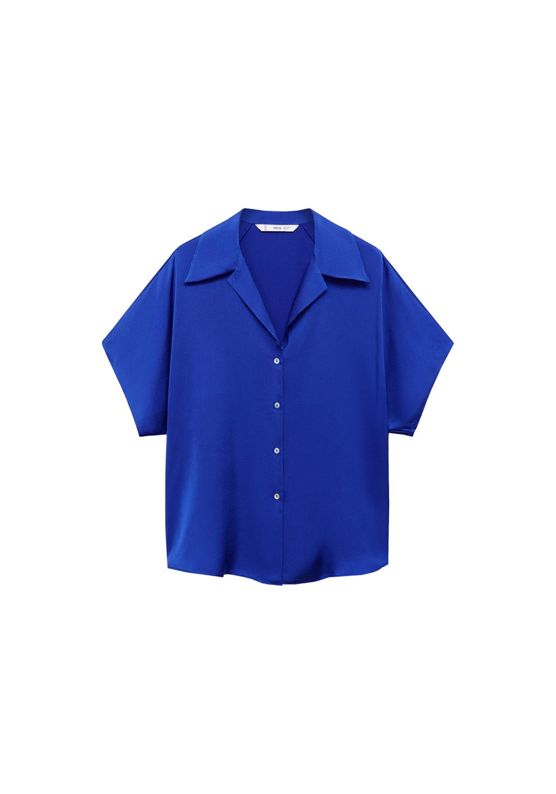Mango Short Sleeve Satin Shirt - Dark Blue 10 Shaws Department Stores
