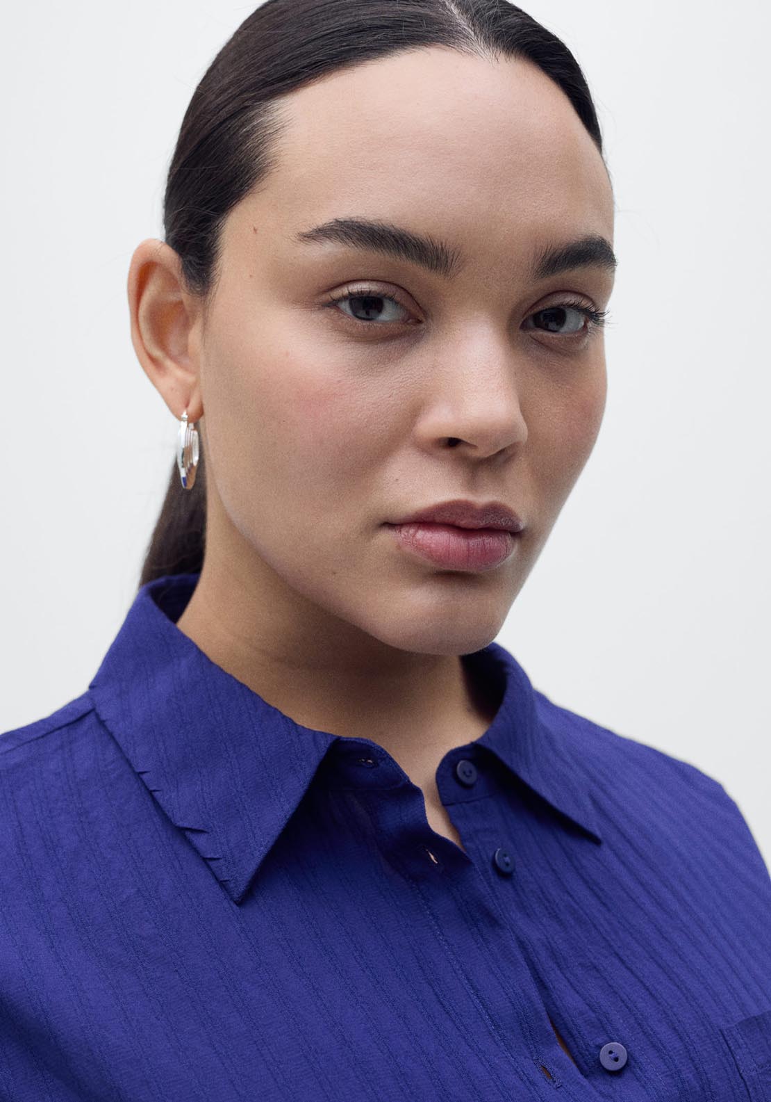 Mango Bow Shirt Dress - Medium Blue 4 Shaws Department Stores