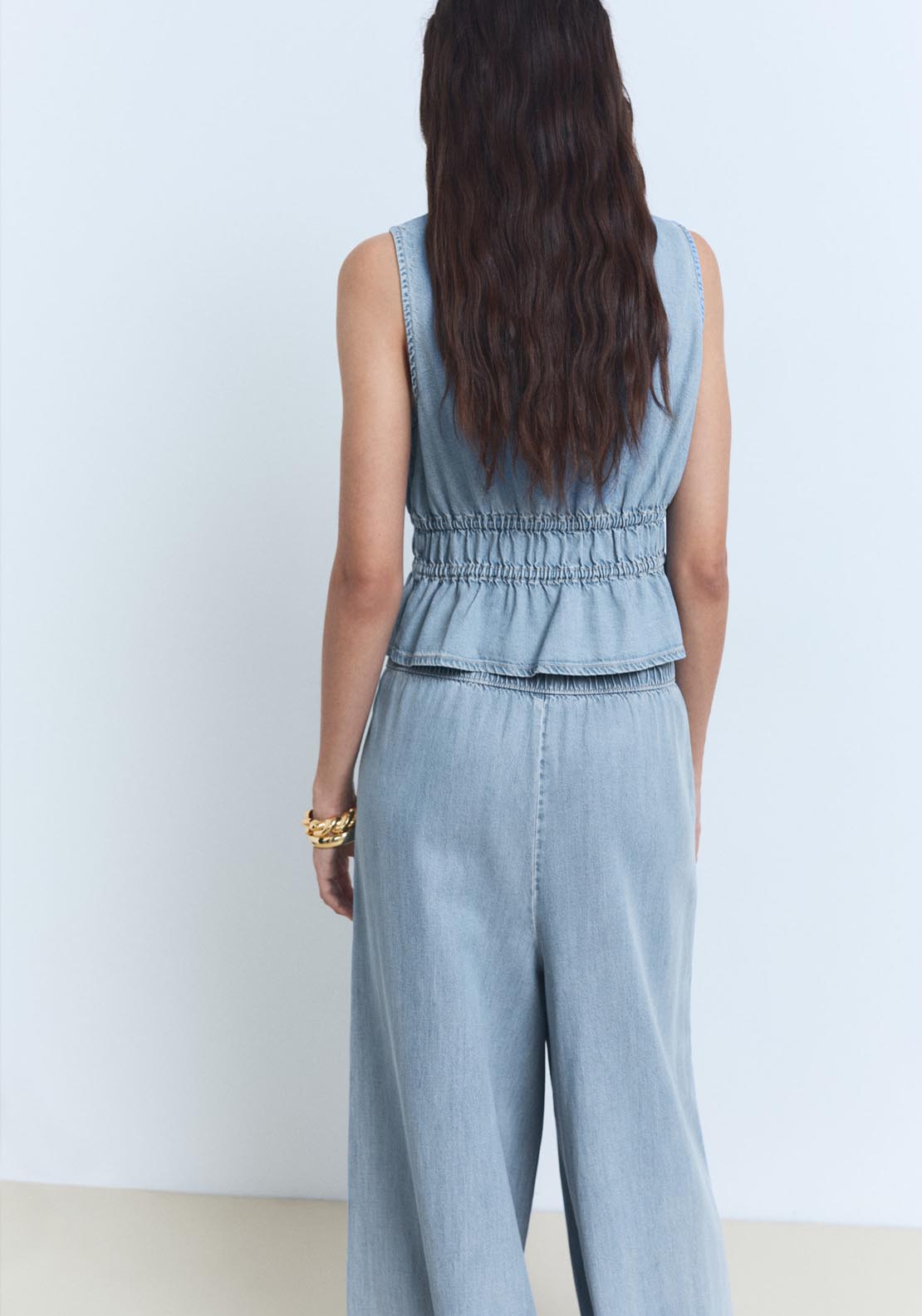 Mango Lyocell Top With Tie Closure - Open Blue 2 Shaws Department Stores