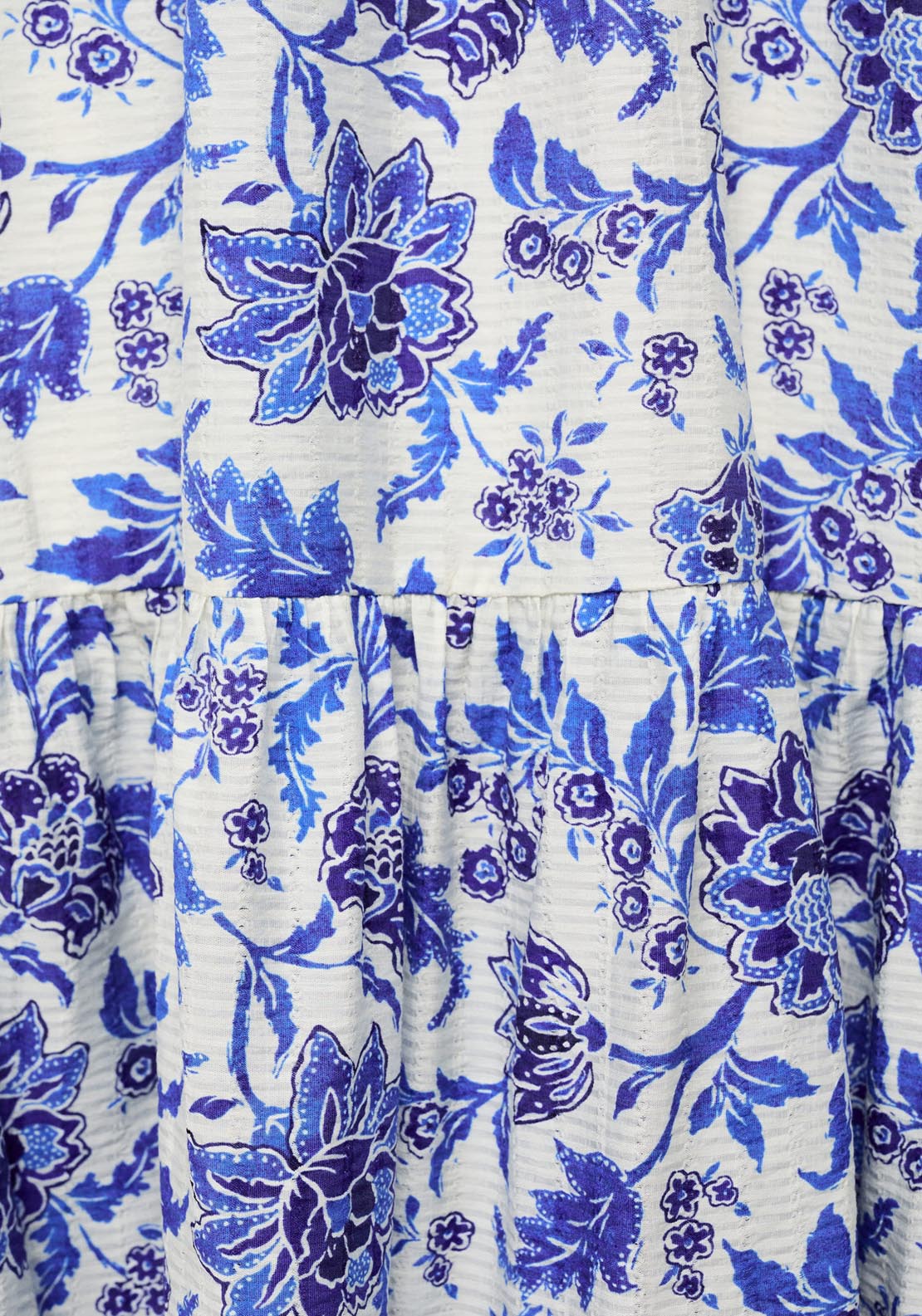 Mango Ruffled Floral Print Dress - Medium Blue 6 Shaws Department Stores