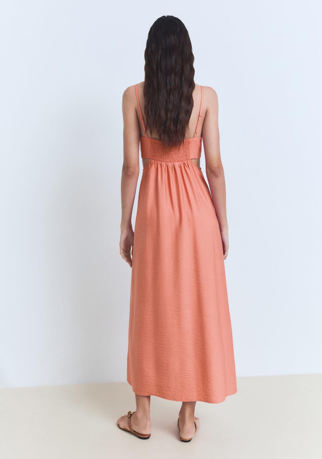 Mango Cut-Out Midi Dress - Bright Red 2 Shaws Department Stores