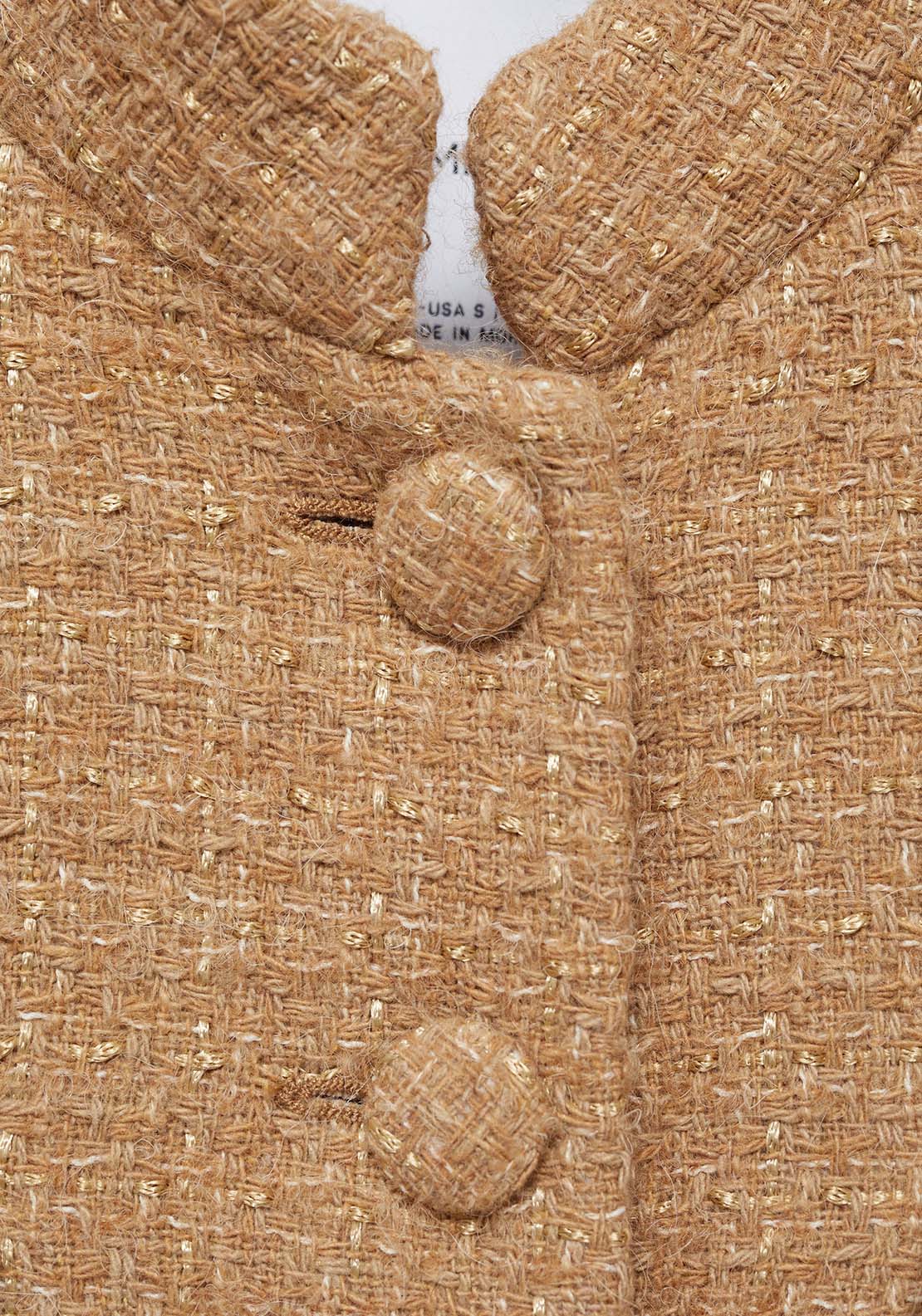Mango Mandarin collar tweed jacket - Medium Brown 6 Shaws Department Stores