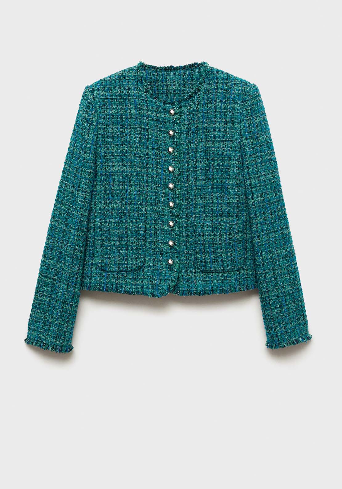Mango Pocket tweed jacket - Dark Blue 2 Shaws Department Stores