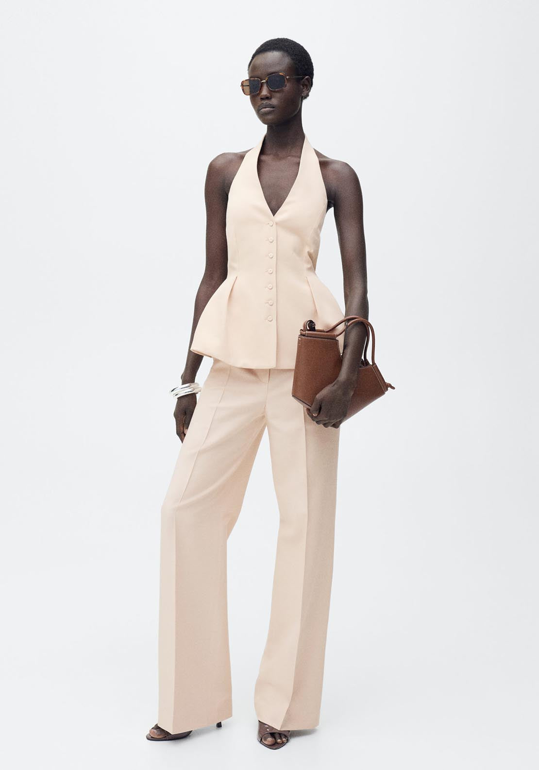 Mango Straight suit trousers - Light/pastel Pink 2 Shaws Department Stores