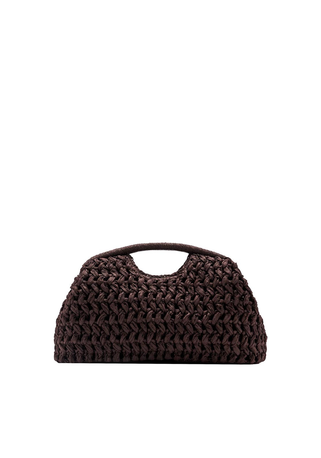 Mango Natural Fiber Clutch Bag - Dark Brown 6 Shaws Department Stores