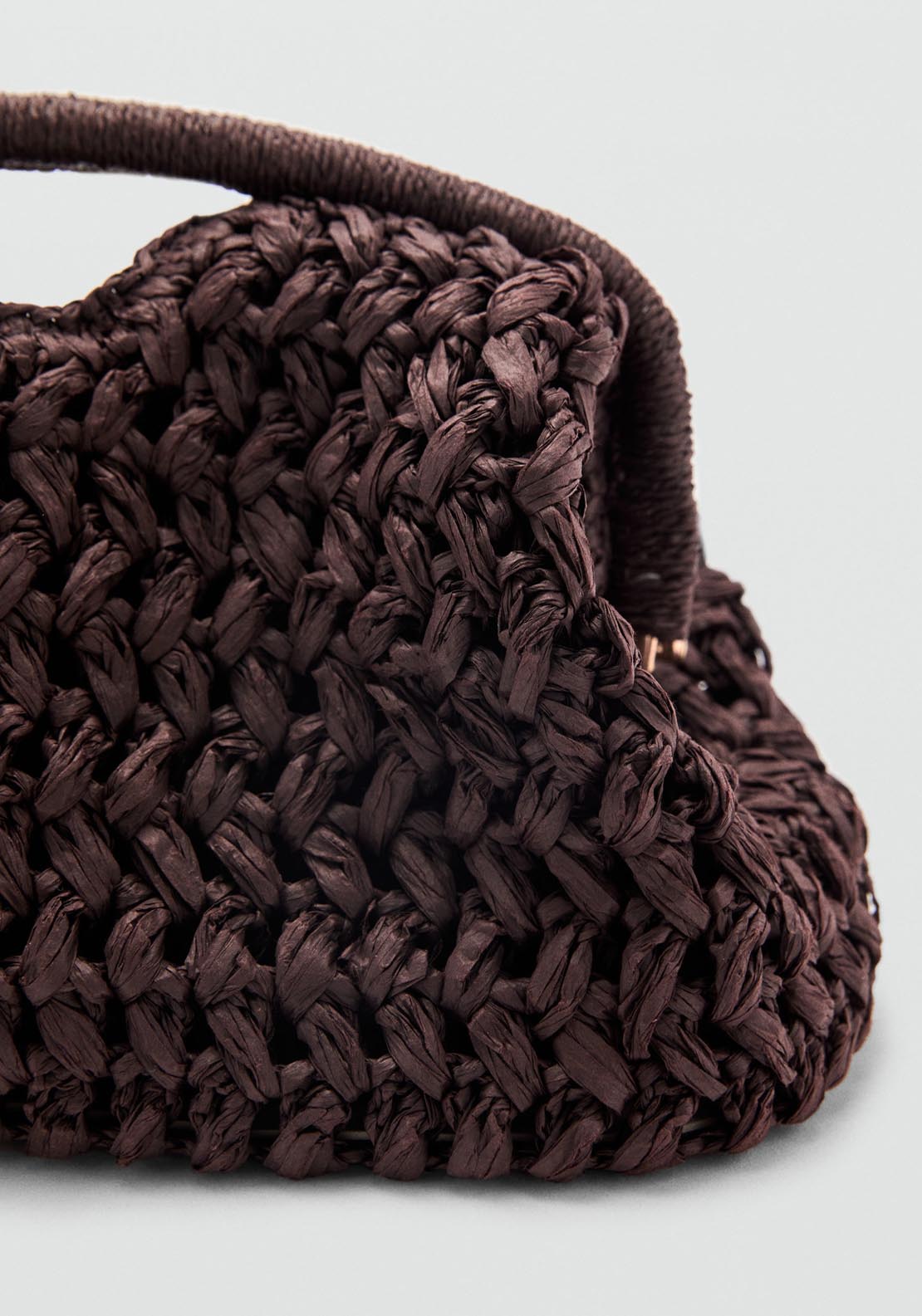 Mango Natural Fiber Clutch Bag - Dark Brown 4 Shaws Department Stores