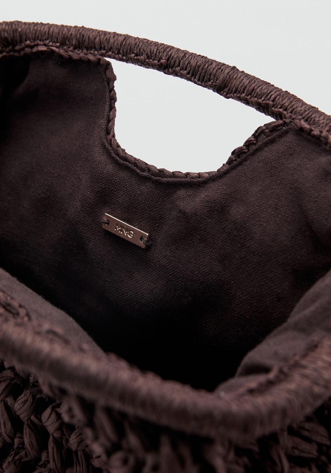 Mango Natural Fiber Clutch Bag - Dark Brown 5 Shaws Department Stores