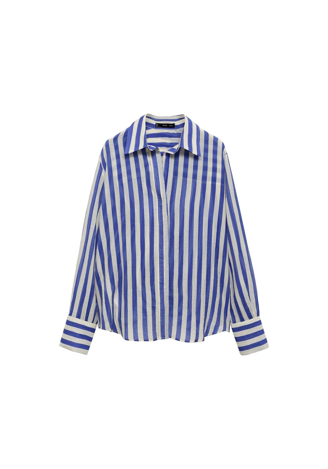 Mango Striped Lyocell Shirt - Light/pastel Blue 8 Shaws Department Stores