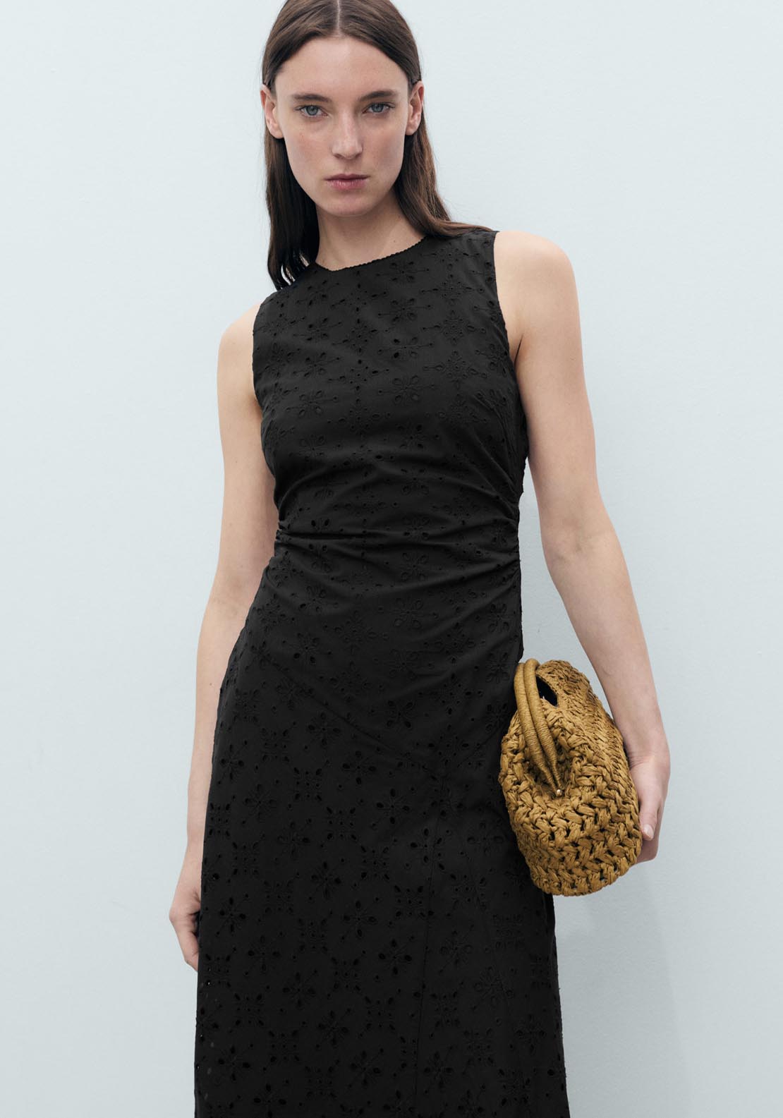 Mango Midi Dress With Openwork Embroidery Motifs - Black 3 Shaws Department Stores