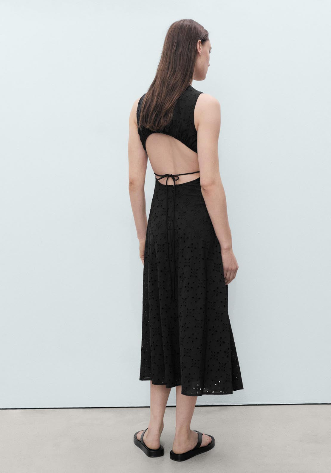 Mango Midi Dress With Openwork Embroidery Motifs - Black 2 Shaws Department Stores