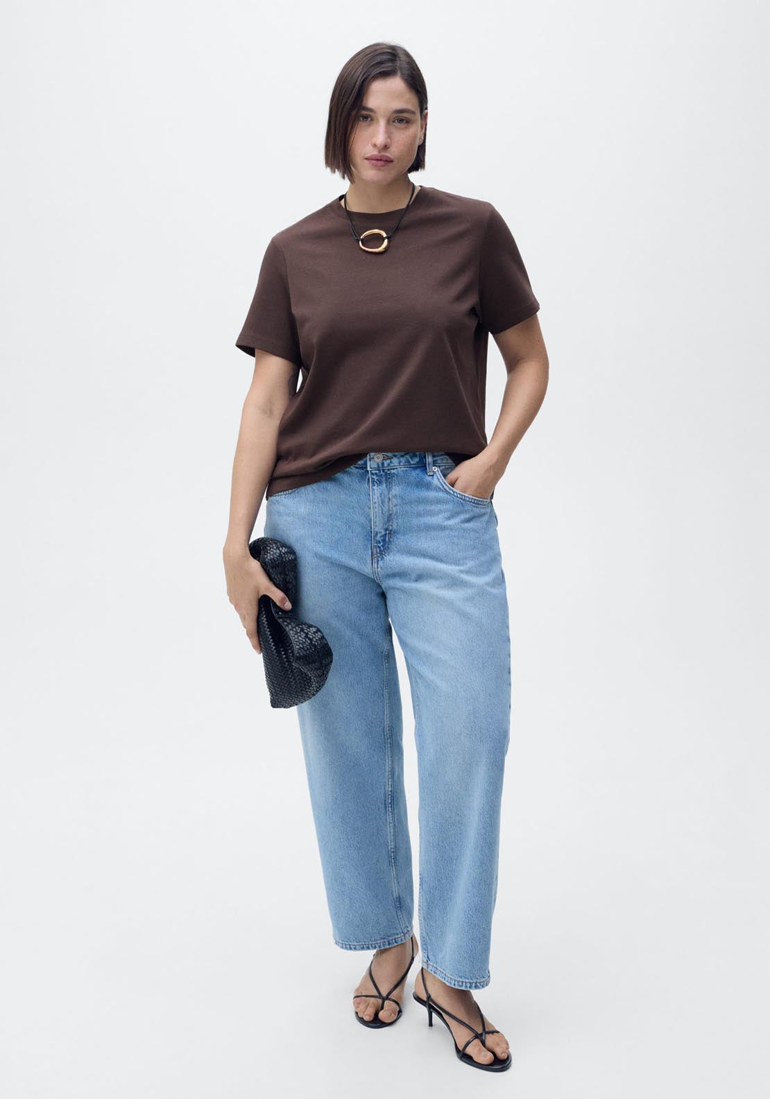 Mango Short Sleeve T-Shirt - Dark Brown 4 Shaws Department Stores