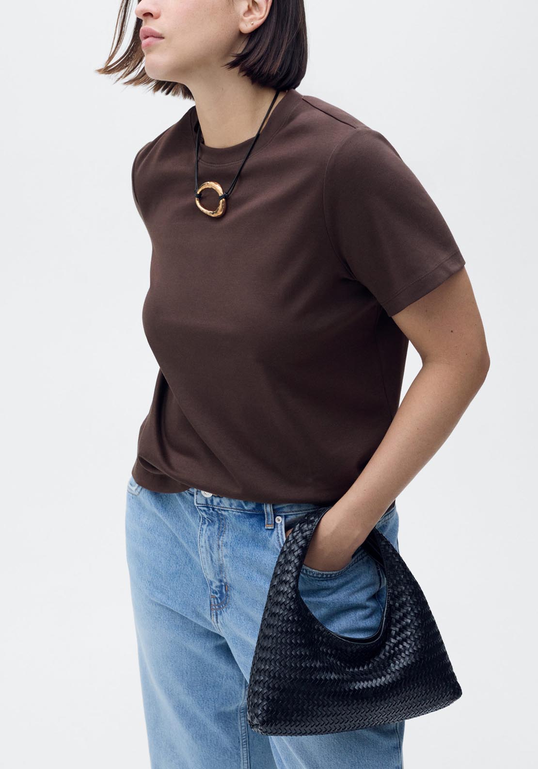 Mango Short Sleeve T-Shirt - Dark Brown 6 Shaws Department Stores