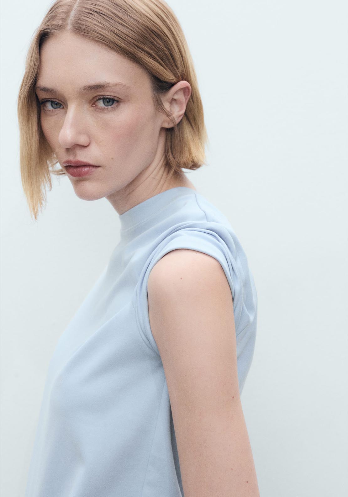 Mango Short Sleeve T-Shirt - Light/pastel Blue 3 Shaws Department Stores