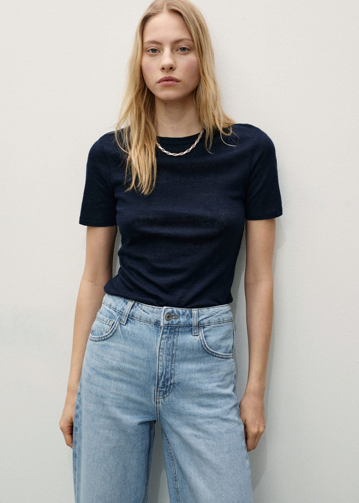 Mango Wide leg high waist jeans - Open Blue 4 Shaws Department Stores