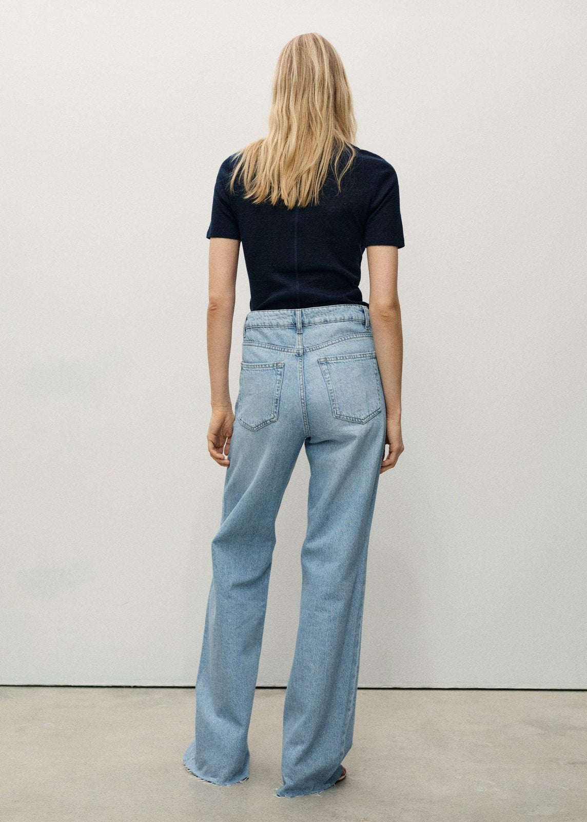 Mango Wide leg high waist jeans - Open Blue 3 Shaws Department Stores