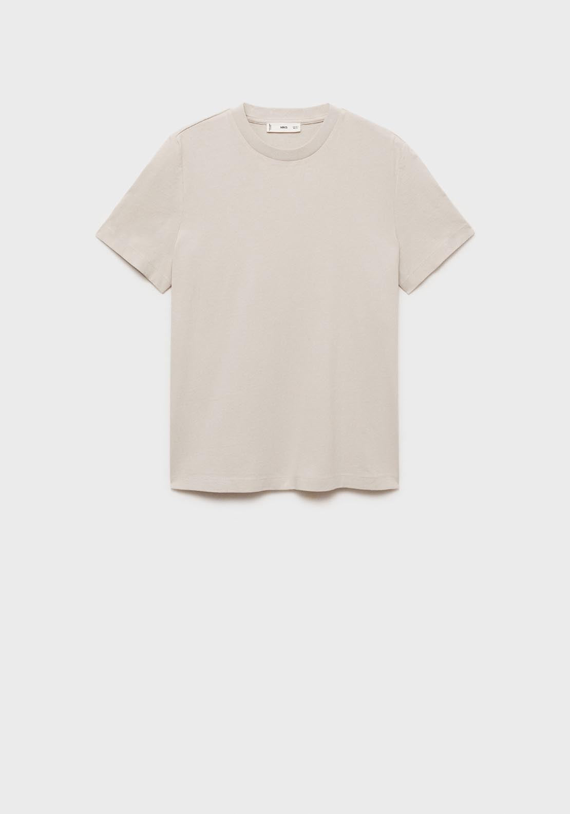 Mango Short Sleeve T-Shirt - Beige 5 Shaws Department Stores